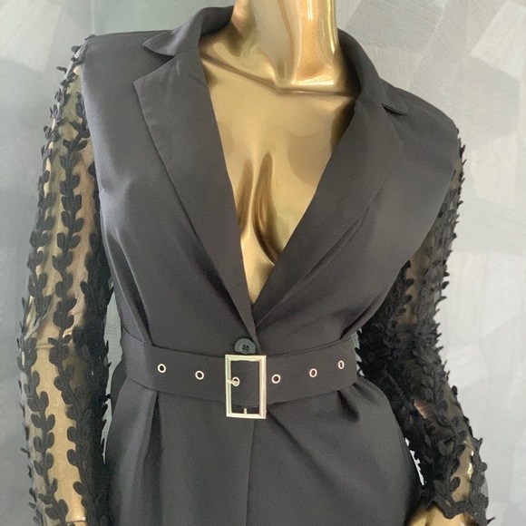 Black Woven Sheer Lace Flared Set! - Picture 5 of 8